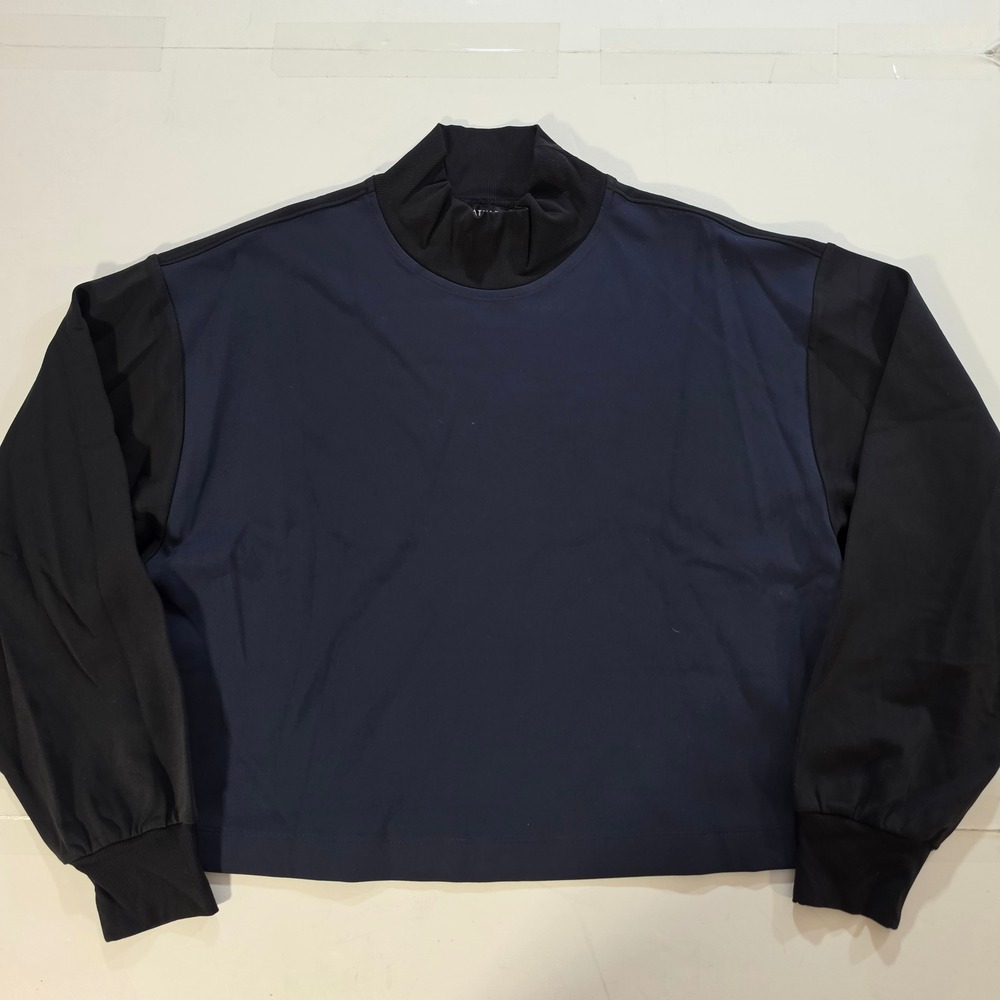 Athleta Venice Sweatshirt Navy Black Colorblock Mock Neck SculptTek Light Medium